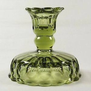 Fenton Reversible Candle Holder, Thumbprint, Colonial Green